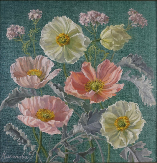 Pink and White Poppies