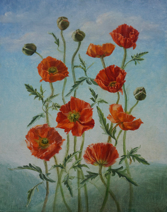 Red Poppies in Landscape